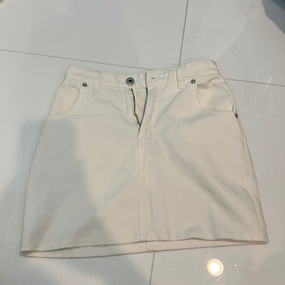 White jean skirt